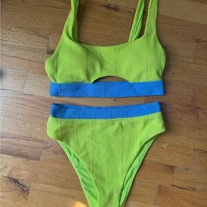 Aerie Lime Green and Blue Bikini Set